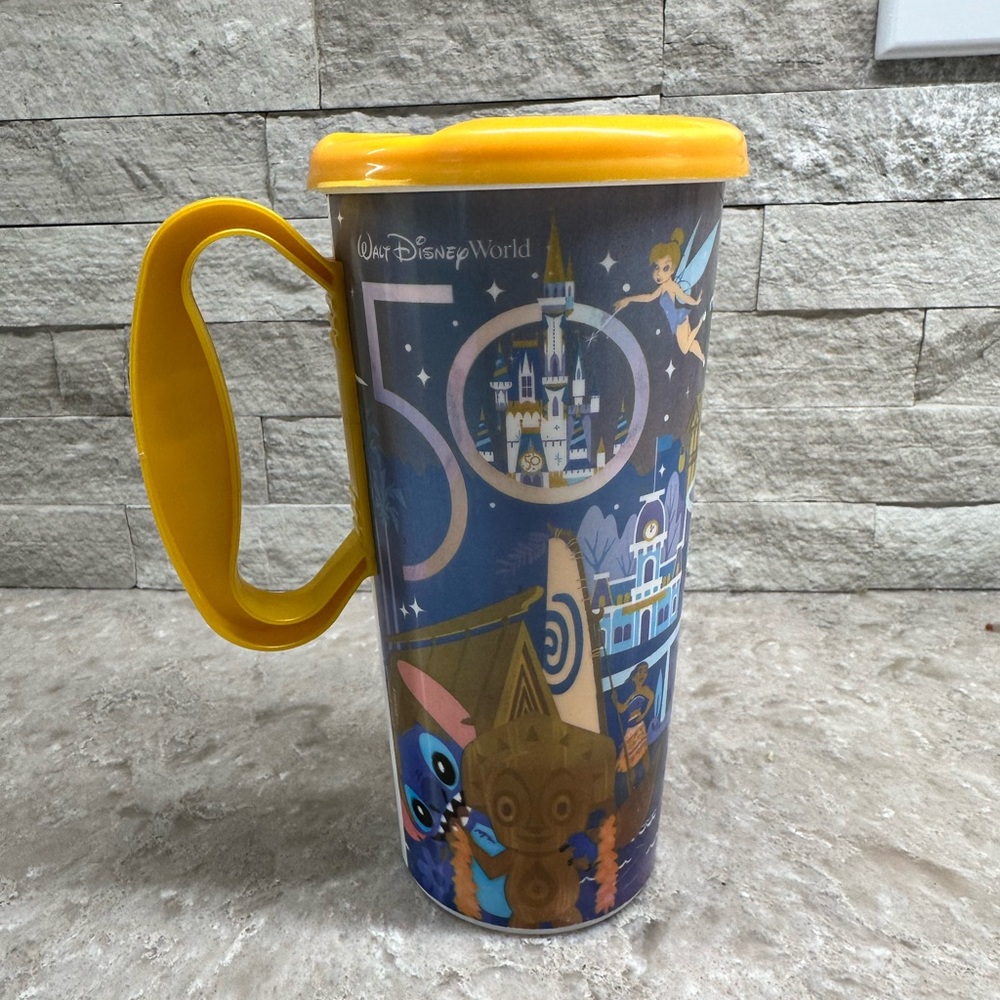 Walt Disney World Parks 50th Anniversary Resort Blue Refillable Cup Mug Whirley